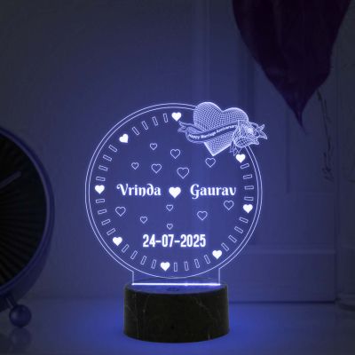 Personalized Couple Night Lamp with Multicolored Light Customized with Name Gift for Birthday Anniversary